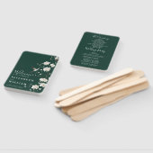 Emerald Green Chinoiserie Floral Wedding Program ハンドファン (組立なし)