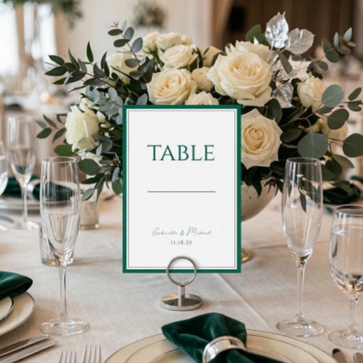Emerald Green Classic Wedding Table Number テーブルナンバー