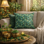 Emerald Green Clover Floral Pattern  クッション