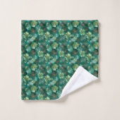 Emerald Green Clover Floral Pattern バスタオルセット (ウォッシュタオル)