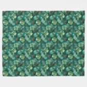 Emerald Green Clover Floral Pattern フリースブランケット (正面(横))