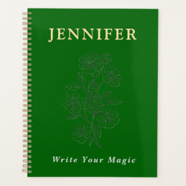 Emerald Green Custom Name Notebook – Fresh & Elega プランナー手帳
