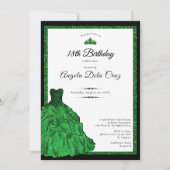 Emerald Green Dress and Tiara 18th Birthday Debut  招待状 (正面)
