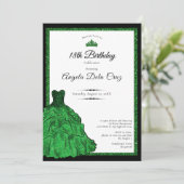 Emerald Green Dress and Tiara 18th Birthday Debut  招待状 (スタンド正面)