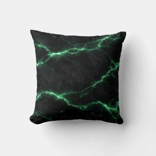 Emerald Green Electric Marble Throw Pillow クッション (正面)