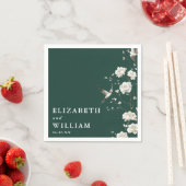 Emerald Green Elegant Chinoiserie Floral Wedding スタンダードカクテルナプキン (インサイチュ)