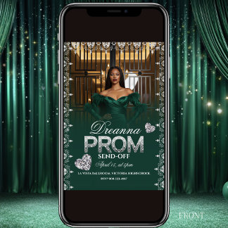 Emerald Green Elegant Prom Send-Off Invitation 招待状