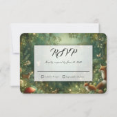 Emerald Green Enchanted Forest Wedding 出欠カード (正面)