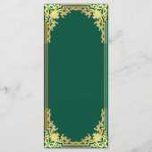 Emerald Green Faux Gold Elegant Vintage Wedding メニュー (裏面)