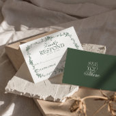 Emerald Green Floral Boho Old Money Wedding RSVP C