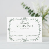 Emerald Green Floral Boho Old Money Wedding RSVP C (スタンド正面)