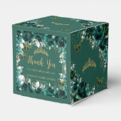 Emerald Green Floral Butterflies Quinceanera Mini フェイバーボックス (裏面サイド)