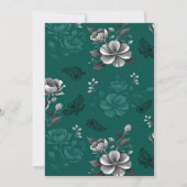 Emerald Green Floral Elegant Sage Gold Botanical 招待状 (裏面)