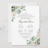 Emerald green floral Quinceañera 招待状 (正面)