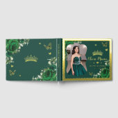 Emerald Green Floral Quinceanera 15 Sweet 16 Photo ゲストブック (全面)