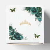 Emerald Green Floral Quinceanera Sweet 16 Mini フェイバーボックス (上部)
