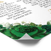 Emerald Green Floral Sweet 16 Quinceanera Seating ポスター (角)