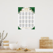 Emerald Green Floral Sweet 16 Quinceanera Seating ポスター (キッチン)