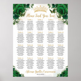 Emerald Green Floral Sweet 16 Quinceanera Seating ポスター