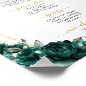 Emerald Green Floral Wedding Bar Cocktail Menu ポスター (角)