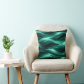 Emerald Green Fluid Wave Pattern Throw Pillow クッション (椅子)