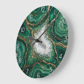 Emerald Green Geode Epoxy Wall Clock ラージ壁時計 (傾斜)