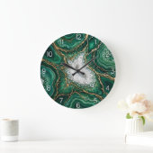 Emerald Green Geode Epoxy Wall Clock ラージ壁時計 (ホーム)