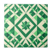 Emerald Green Geometric Star Pattern タイル (正面)