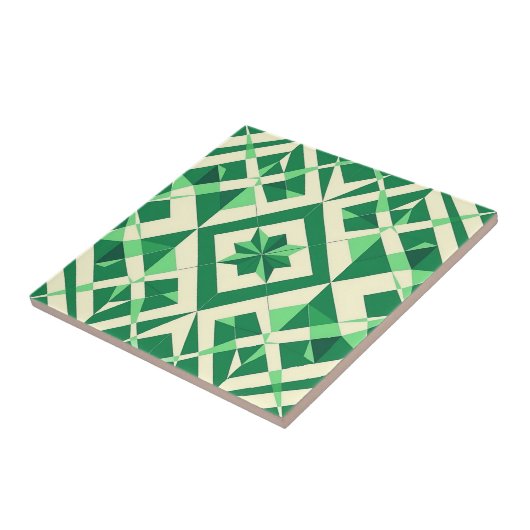 Emerald Green Geometric Star Pattern タイル (側面)