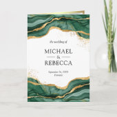 Emerald Green Gold Abstract Ink QR Code Wedding 招待状 (正面)