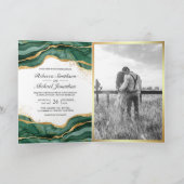 Emerald Green Gold Abstract Ink QR Code Wedding 招待状 (内部)