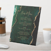 Emerald Green Gold Agate Wedding Bar Menu 台座サイン (インサイチュ)