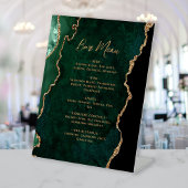 Emerald Green Gold Agate Wedding Bar Menu 台座サイン