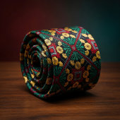 Emerald Green & Gold Bohemian ネクタイ