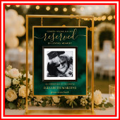 Emerald Green & Gold Deceased Reserved Seat Sign ポスター