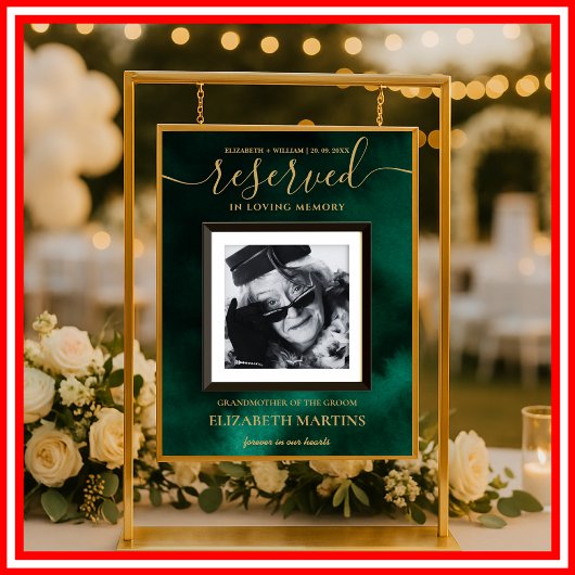 Emerald Green & Gold Deceased Reserved Seat Sign  ポスター