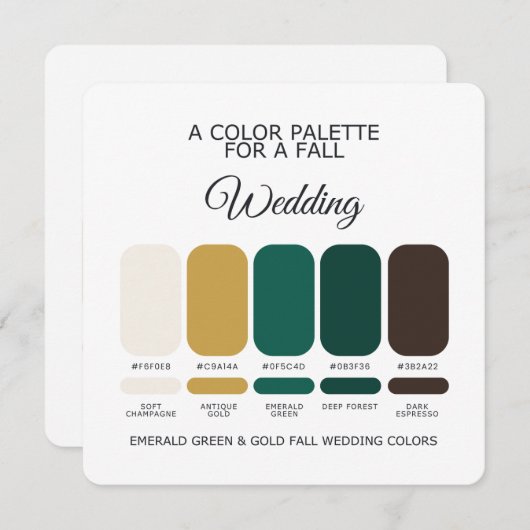 Emerald Green Gold Fall Wedding Palette 2026 Card 招待状 (正面/裏面)