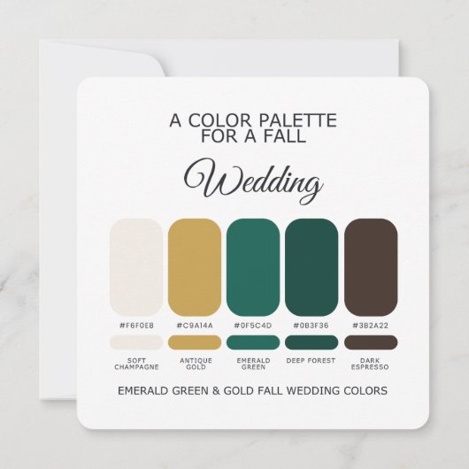 Emerald Green Gold Fall Wedding Palette 2026 Card 招待状 (裏面)