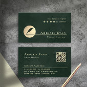 Emerald Green Gold Feather Logo Notary Service 名刺