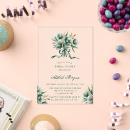 Emerald Green & Gold Floral Bridal Shower アクリル招待状
