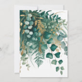 Emerald Green & Gold Floral Wedding Celebration 招待状 (裏面)