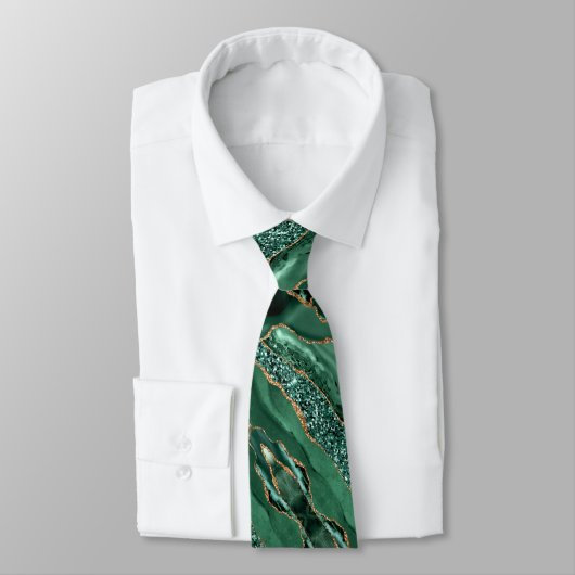 Emerald Green Gold Glitter Neck Tie ネクタイ (タイ)