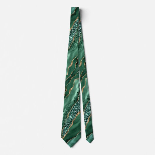 Emerald Green Gold Glitter Neck Tie ネクタイ (正面)