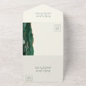 Emerald Green Gold Ivory Meal Options Wedding オールインワン招待状 (外側)