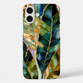 Emerald Green Gold Leaf Aesthetic Phone Case Case-Mate iPhoneケース (裏面)