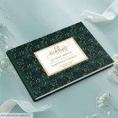 Emerald green gold leaves wedding guest book  ゲストブック