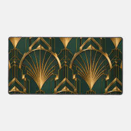 Emerald Green Gold Luxury Art Deco Desk Mat デスクマット