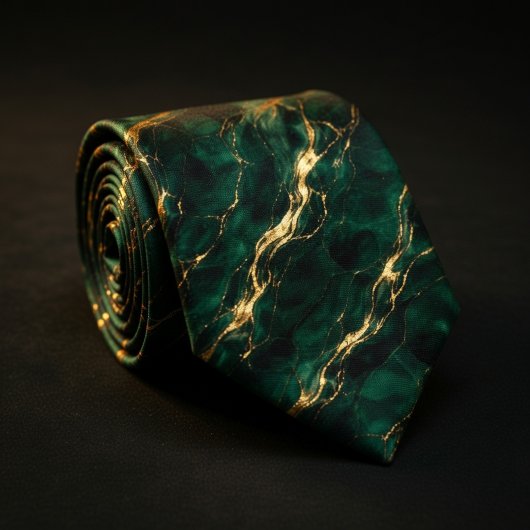 Emerald Green & Gold Marble ネクタイ
