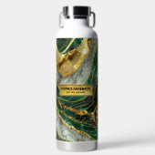 Emerald Green Gold Marble Metallic Luxury Geode ウォーターボトル (正面)