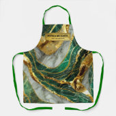 Emerald Green Gold Marble Metallic Luxury Geode エプロン (正面)